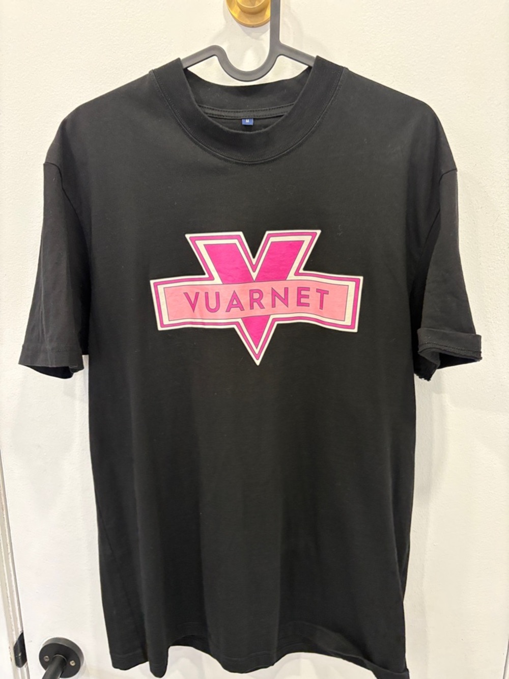 Vuarnet Black Tee with Pink Logo Emblem